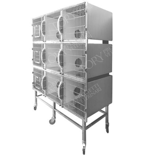 Tierkäfig für Katzen - GA032 - Lory Progetti Veterinari srl - 9 Abteile / auf Rollen / Edelstahl