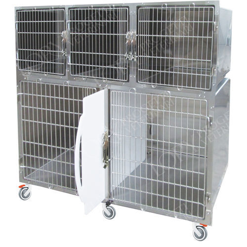 Tierkäfig für Hunde - GA009 - Lory Progetti Veterinari srl - 5 Abteile / zwei Brücken / auf Rollen