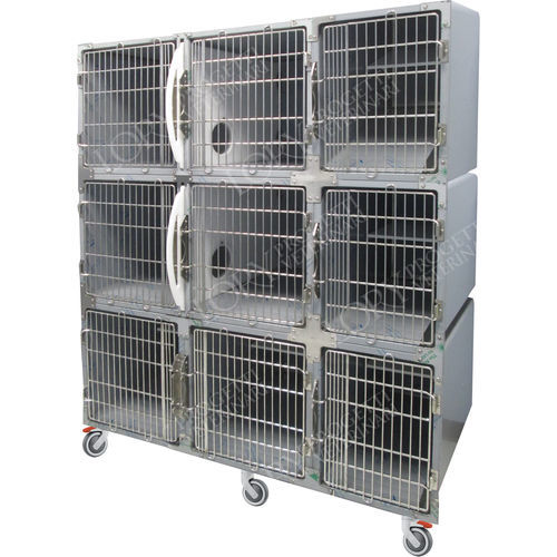 Tierkäfig / 9 Abteile - GA020 - Lory Progetti Veterinari srl - auf Rollen / Edelstahl / PVC