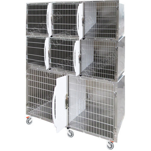 Tierkäfig für Katzen - GA021 - Lory Progetti Veterinari srl - 8 Abteile / auf Rollen / Edelstahl