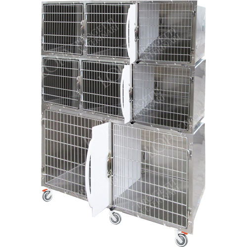 Tierkäfig / 8 Abteile - GA022 - Lory Progetti Veterinari srl - auf Rollen / Edelstahl / PVC