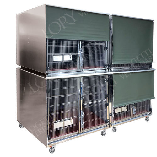 Modularer Tierkäfig - GASELV001 - Lory Progetti Veterinari srl - zwei Brücken / auf Rollen / Edelstahl