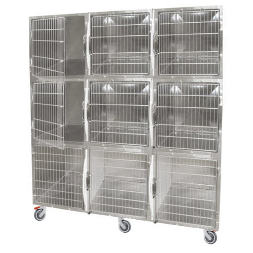 Tierkäfig / 9 Abteile - GA015 - Lory Progetti Veterinari srl - auf Rollen / Edelstahl / PVC