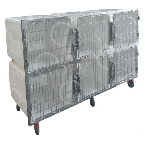 Tierkäfig / 6 Abteile - GAPVC006 - Lory Progetti Veterinari srl - zwei Brücken / auf Rollen / PVC