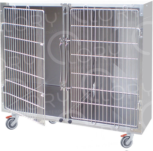 Tierkäfig / 2 Abteile - GA019 - Lory Progetti Veterinari srl - auf Rollen / Edelstahl / PVC