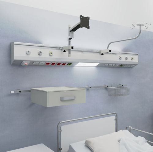Wandmontierte Versorgungseinheit - MERYcare - INMED S.A. - horizontal / für die Intensivstation / mit Licht