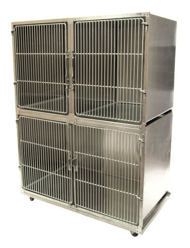 Tierkäfig / 4 Abteile - TITAN - Tristar Vet - Edelstahl / mit 2 Regalbrettern