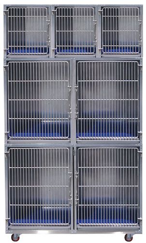 Tierkäfig / 7 Abteile - Clean  - Tristar Vet - Edelstahl / mit 3 Regalbrettern