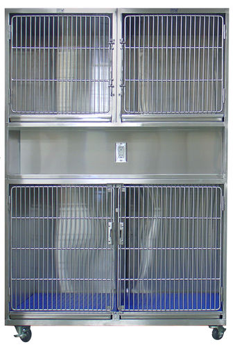 Tierkäfig zur Isolierung - 1300-20 - Tristar Vet - 4 Abteile / Edelstahl / mit 2 Regalbrettern