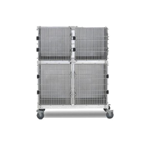Tierkäfig / 4 Abteile - 10934 - DRE Veterinary - auf Rollen / Edelstahl