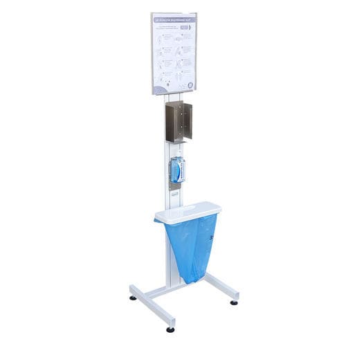 Hygienestation mit Handschuhbox - HECO-01 - TECHMED - mit Korb / mit Desinfektionsgelhalter