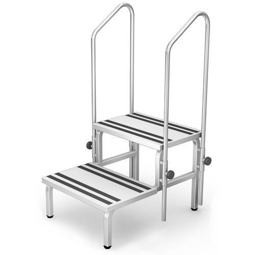 Edelstahl-Stufentritt - PO-02/U series - TECHMED - rutschfest / mit Handlauf