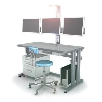 Arbeitsstation mit Licht - APAR-4 series - TECHMED - mit Regal / mit Schubladen / mit Monitor