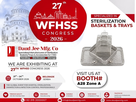 Optimierung der Aufbereitung in der Zentralsterilisation: Präzisions-Sterilisationskassetten von Daud Jee Mfg. Co. auf der WFHSS 2026