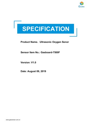 Ultrasonic oxygen sensor Gasboard 7500F technical specification