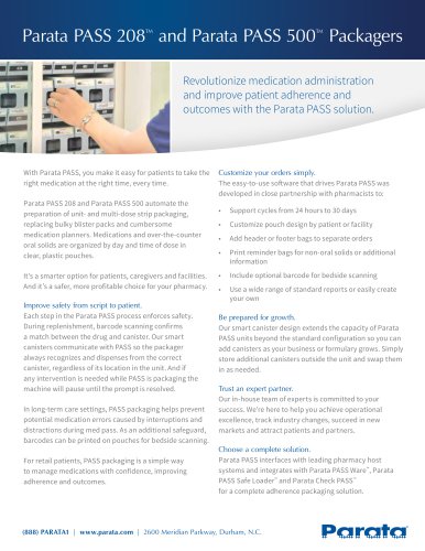 Parata PASS 208 and Parata PASS 500 Packagers