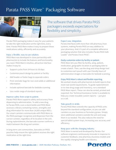 Parata PASS Ware Packaging Software