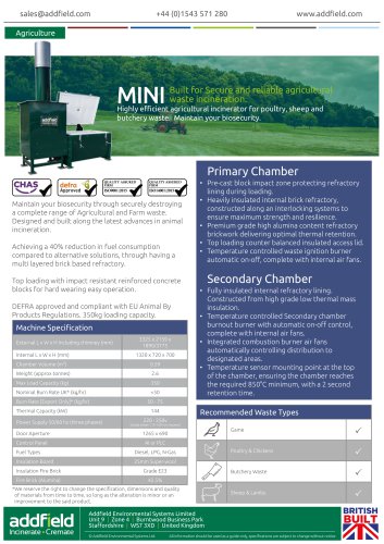 Addfield Mini Agricultural Incinerator Datasheet