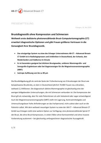 Brustdiagnostik ohne Kompression und Schmerzen