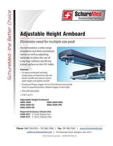 Adjustable Height Armboard Sell Sheet