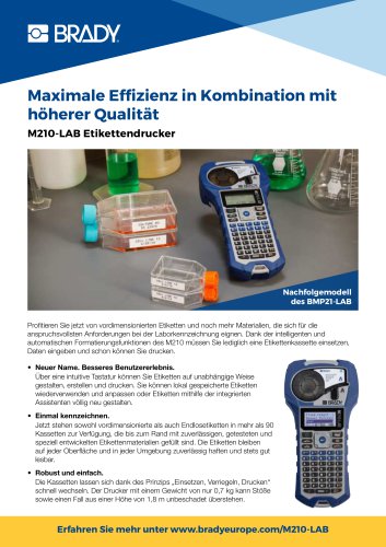 Brady M210-LAB Etikettendrucker - Maximale Effizienz in Kombination mit höherer Qualität