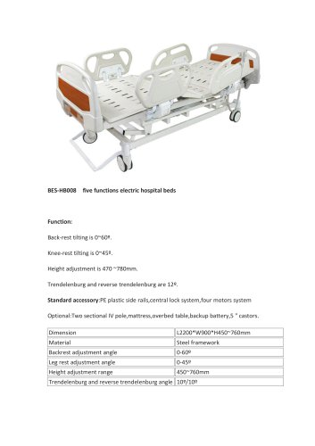 five functions electric hospital bed BES-HB008