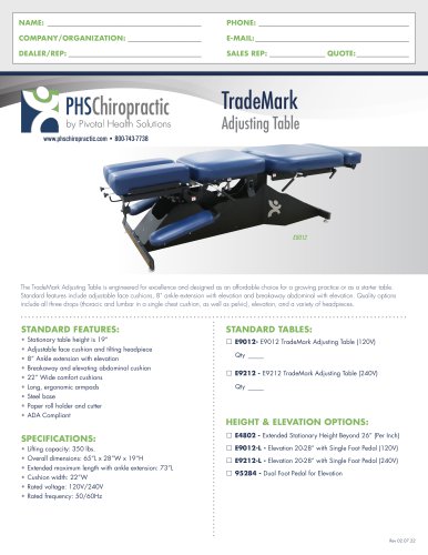 TradeMark Adjusting Table