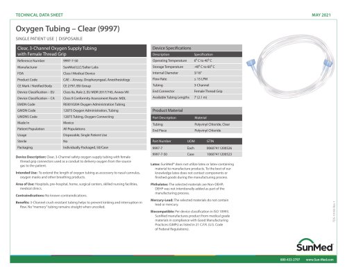 Oxygen Tubing – Clear (9997)