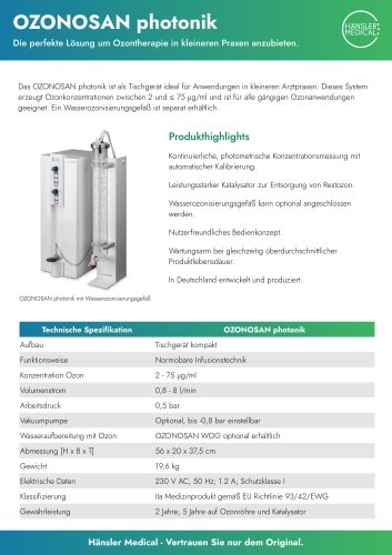 OZONOSAN photonik Ozongenerator