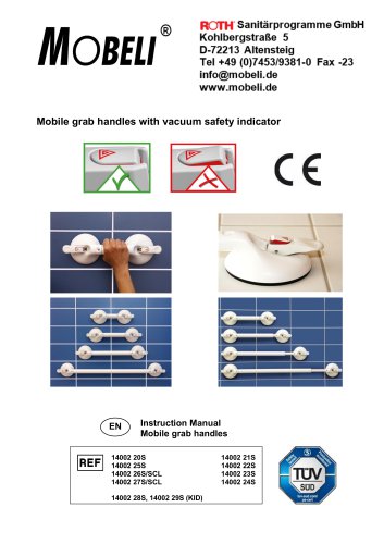 Mobile grab handles with vacuum safety indicator