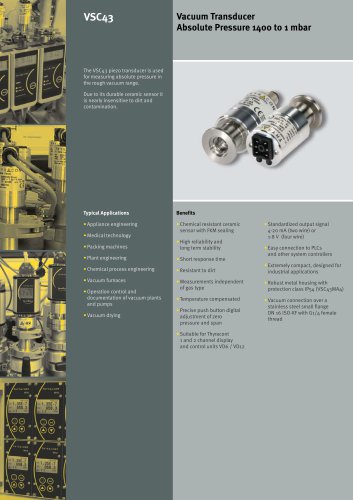 VSC43MV Piezo vacuum transducer