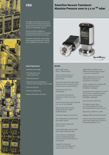 VSH vacuum transducer Pirani/hot cathode