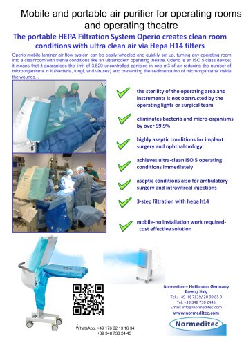 Mobile and portable air purifier for operating rooms and operating theatre