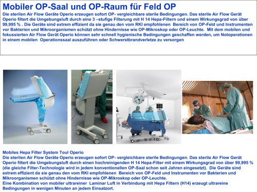 Mobiler OP-Saal und OP-Raum für Feld OP