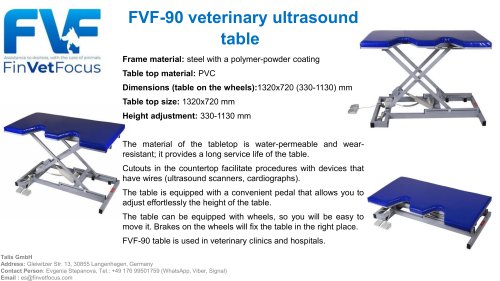 FVF-90 ultrasound table Finvetfocus