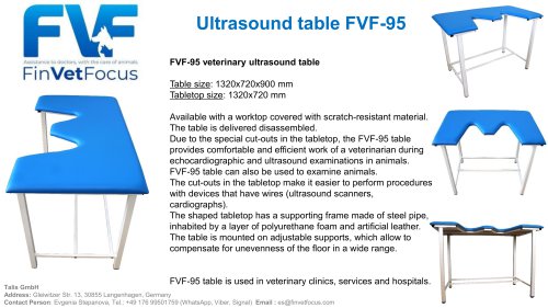 FVF-95 ultrasound table Finvetfocus