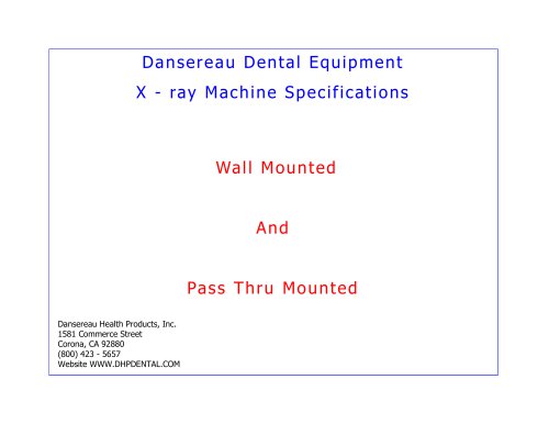 X - ray Machine Specifications