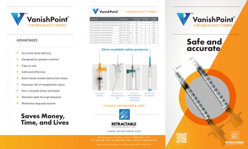 VanishPoint® U-100 insulin safety syringes