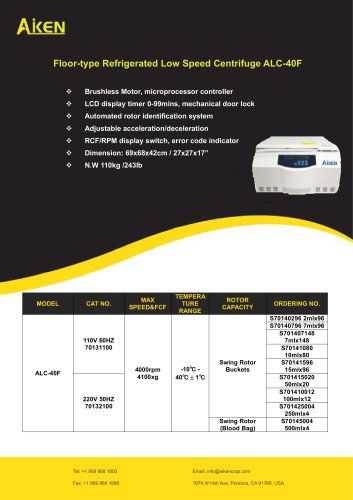 Floor-type Refrigerated Low Speed Centrifuge ALC-40F