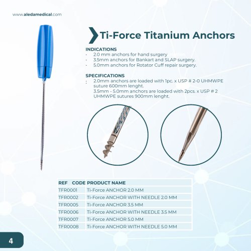 ti-force titanium anchors catalog