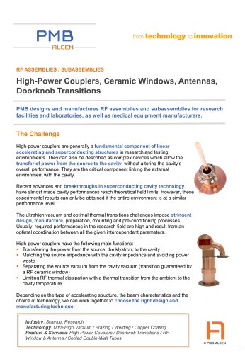 High-Power Couplers, Ceramic Windows, Antennas, Doorknob Transitions