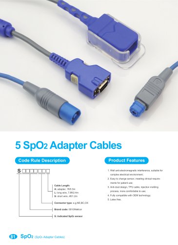 SpO2 Adapter Cables M1940A,M1940B
