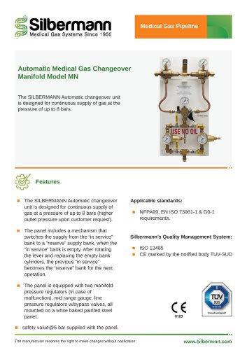 Automatic Medical Gas Changeover Manifold Model leo MN