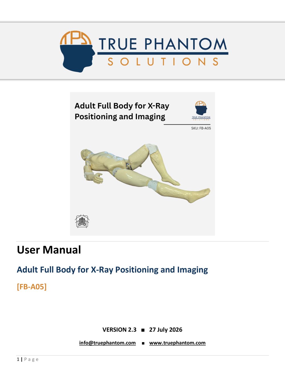  User Manual FB-A05 - True Phantom Solutions