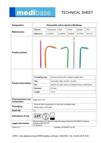 Disposable saliva ejectors Medibase