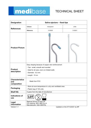 Saliva ejectors – fixed tips