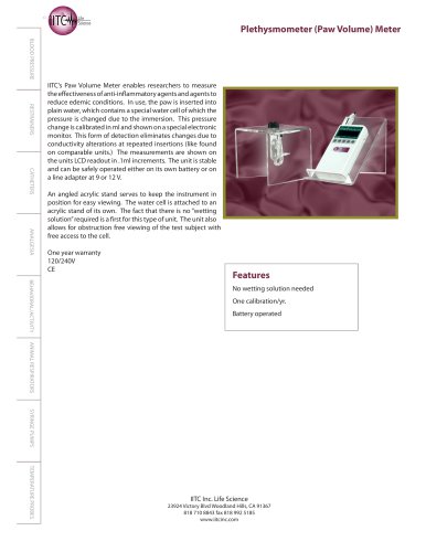 Plethysmometer (Paw Volume) Meter