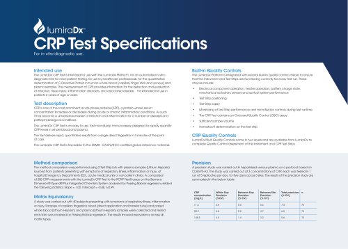 CRP Test Specifications