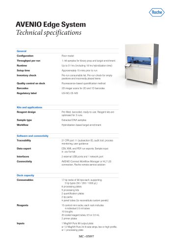 AVENIO Edge System Technical specifications