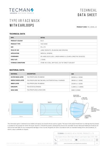 TYPE IIR FACE MASK WITH EARLOOPS